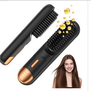 Go Brush Pro 2026 Hair Straightener Brush/Comb, Black, NWT
